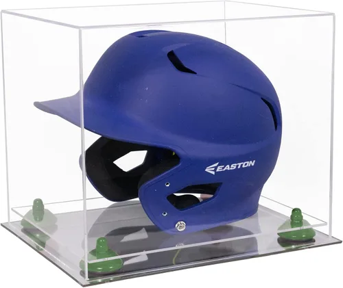 Vista 169 de Better Display Cases Vitrina acrílica para casco de bateo de béisbol con espejo, elevadores rosados, montaje en pared y base de espejo (V22/A012)