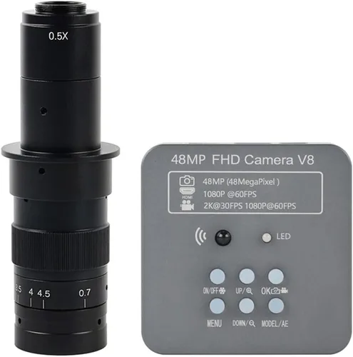 Vista 2 de Kit de accesorios para microscopio 48MP 1080P USB Digital Industrial Video Microscopio Cámara Zoom 180X 200X 300X 500X Lente de montaje C