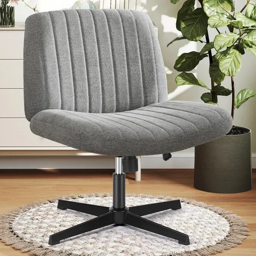 Vista 16 de DUMOS Silla cruzada con patas cruzadas, silla de tocador sin ruedas 2-Base doble beige