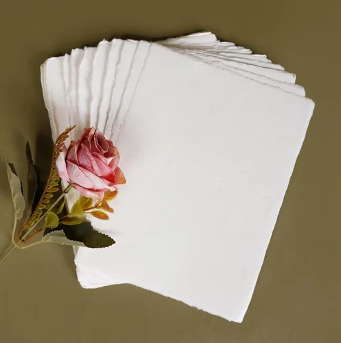 Vista 4 de Papel blanco hecho a mano con borde Deckle Edge – 11.5 x 8.5 – Paquete de 25 – Acuarela/papel mixto – Ahorra fecha, invitaciones, tarjetas