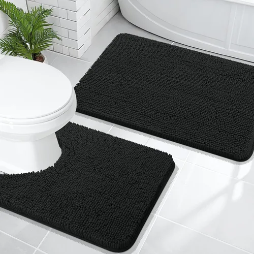 Vista 102 de OLANLY Juego de 2 alfombras de baño de felpilla suave y absorbente, antideslizantes, de secado rápido, lavables a máquina, accesorios de decoración