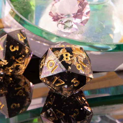 Vista 5 de Dados multifacéticos DND D20 individuales de resina con borde afilado de 20 caras D&D, poliédricos hechos a mano de 0.866 in para Calabozos y D20