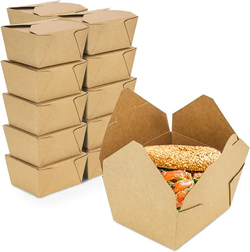 Fit Meal Prep Paquete de 50 recipientes de papel de 30 onzas para alimentos para llevar, cajas para llevar alimentos, aptos para microondas y a