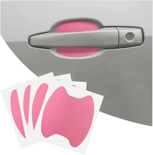 Vista 12 de 4 calcomanías para tazas de manijas de automóvil, película protectora antiarañazos de fibra de carbono para puertas de automóvil, protector de tazas