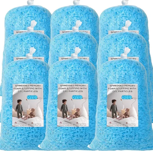 Vista 9 de Relleno de puf, relleno de espuma viscoelástica triturada de 5 libras, relleno de silla de puf, recarga de relleno para puf, relleno de saco