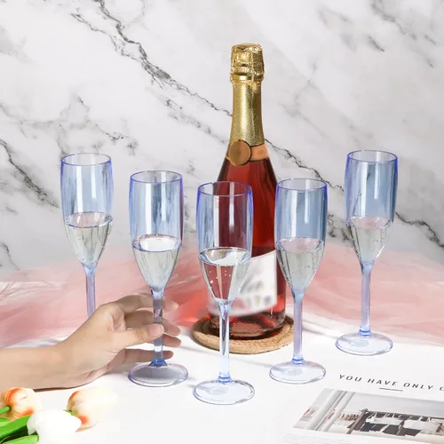 Vista 5 de XUWAIDSGN Copas de vino de plástico reutilizables, 10 unidades, copas de vino de plástico vintage a granel, copas de bar de mimosa, copas de barra