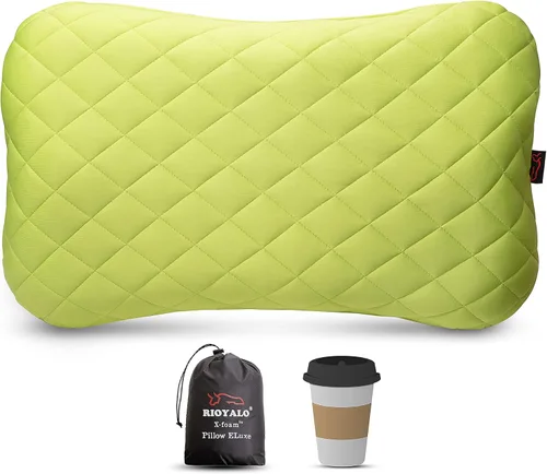 Vista 2 de X-Foam ELuxe - Almohada inflable para acampar con funda de espuma extraíble, cómoda, lavable, ultraligera, portátil, soporte lumbar para el cuello