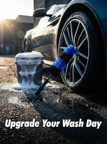 Vista 7 de TAKAVU Cepillo maestro para ruedas y neumáticos, cepillo de fácil alcance para detalles de ruedas y llantas, cerdas largas y suaves, cepillo