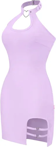 Vista 6 de Littleforbig Women Cotton Overall Vampy Collared Bodycon Mini Dress Skirt