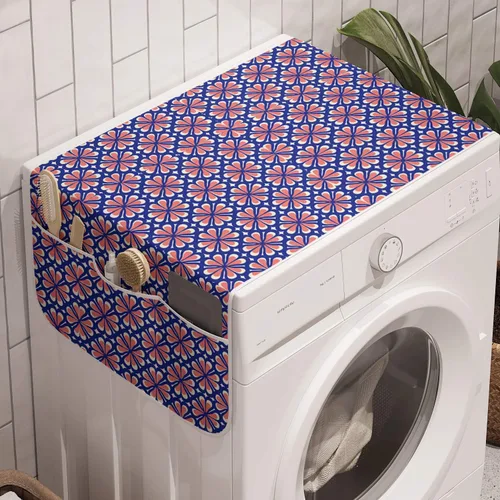 Vista 39 de Ambesonne Skeleton Microwave Oven Cover, Sugar Skulls in Dotted Rhombus Floral Ornate on Grunge Backdrop, Water Resistant Organizer with Pockets for
