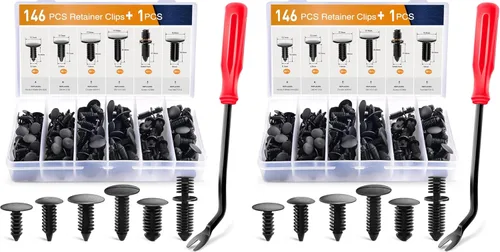 Vista 11 de GOOACC 146 piezas de retenedor de protección de parachoques de nailon y clips de retención de árbol de Navidad de doble extremo, retenedor universal