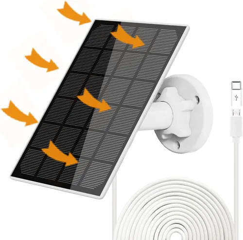 Panel solar para cámara de seguridad, panel solar para cámara exterior de 5 V, panel solar con puerto micro USB y USB-C, cargador solar impermeable