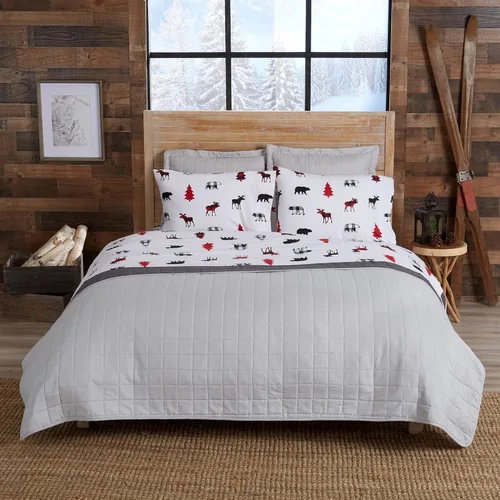 Vista 8 de Great Bay Home Juego de sábanas de franela de algodón turco 100 % con estampado navideño extrasuaves, cálidas y cómodas para el invierno colección