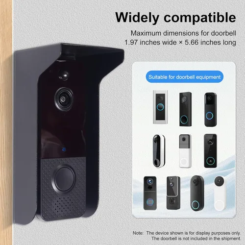 Vista 2 de Cubierta de metal para timbre, resistente a la intemperie, cubierta de lluvia para timbre, parasol antirreflejo, compatible con parpadeo/anillo