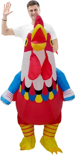 Vista 4 de LUVSHINE Disfraz de pollo, divertido disfraz inflable de pollo, disfraces de Halloween para fiestas, eventos, regalos