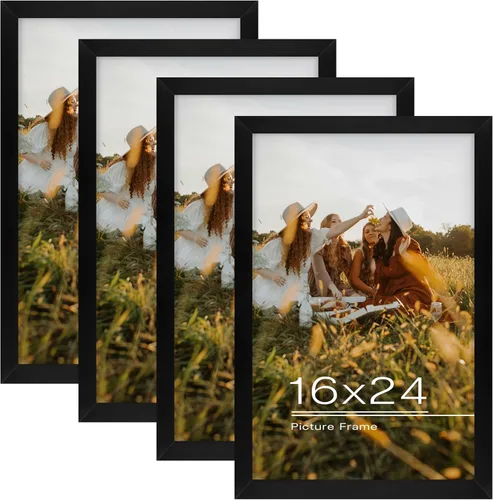 Vista 14 de Frametory, Portarretratos de madera maciza de 8.5 x 11 pulgadas, moldeado negro, parte delantera de vidrio templado, vertical, marco de galería