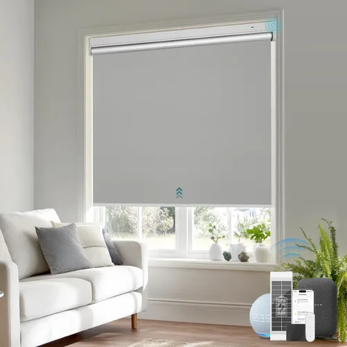 Vista 7 de Persianas enrollables opacas motorizadas inteligentes con control remoto y panel solar, persianas eléctricas inalámbricas, USB-C recargable, Negro
