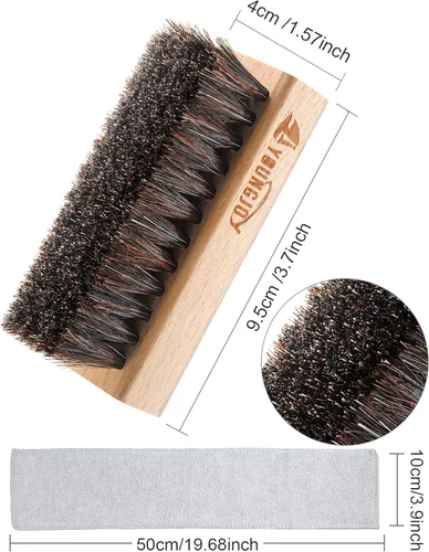 Vista 2 de YoungJoy Juego de cepillos limpiadores de zapatos de doble cara jabalí y cerdas de plástico con paño de microfibra