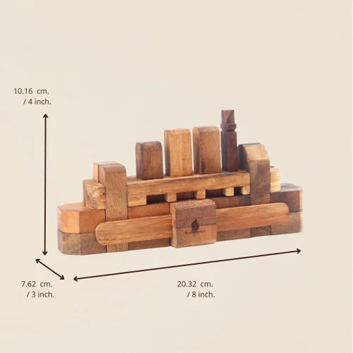 Vista 4 de Rompecabezas de madera Kumiki Brain Teaser para adultos, juego de rompecabezas de madera entrelazado 3D hecho a mano, rompecabezas clásico japonés