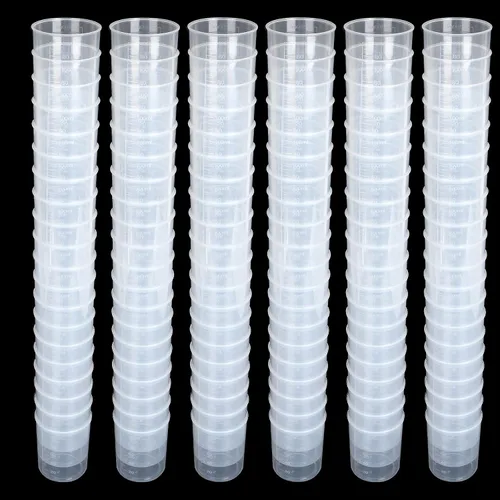 100 piezas de 100 ml de juego de vasos medidores graduados de plástico, vasos medidores de mezcla de líquidos transparentes para resina epoxi,