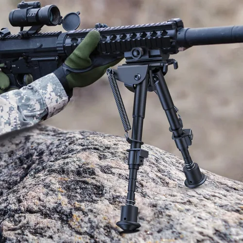 Vista 6 de CVLIFE 6-9 Inch Picatinny Bipod with 360 Degrees Swivel Bipod Picatinny Adapter & Spring Return Rifle Bipods for Hunting