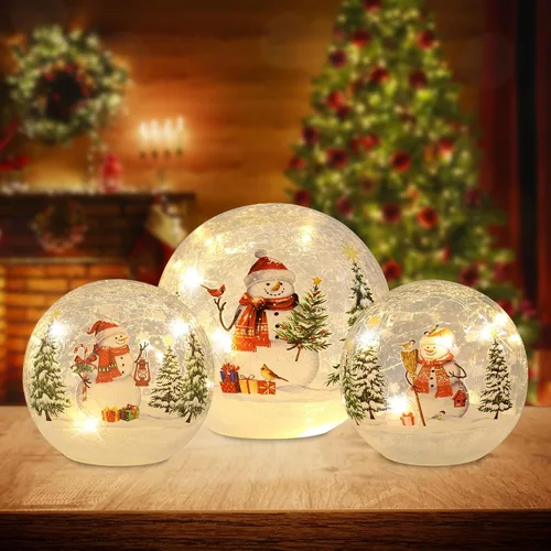 Vista 10 de YEAHOME Decoraciones de Navidad para interiores, 3 piezas de gnomos iluminados, globos de nieve de Navidad, decoración del hogar, decoraciones