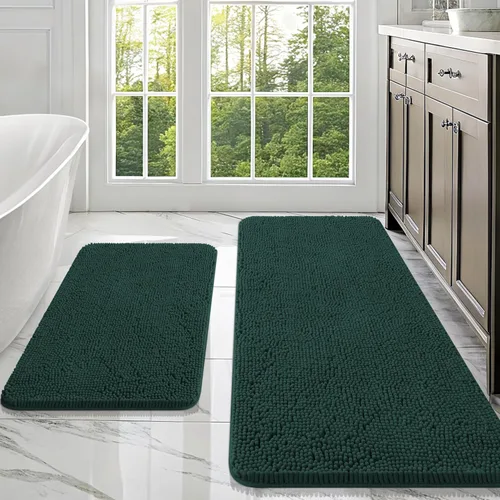 Vista 128 de OLANLY Juego de 2 alfombras de baño de felpilla suave y absorbente, antideslizantes, de secado rápido, lavables a máquina, accesorios de decoración
