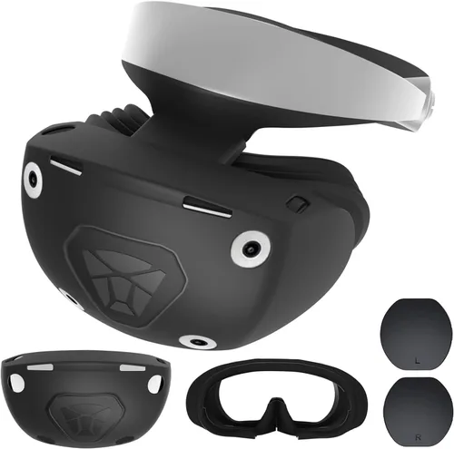 1 Set Miimall for PS VR2 Protector, VR2 Soft Silicone Headset Protector Anti-Sweat Facial Cushion Cover Replacement Lens Protector
