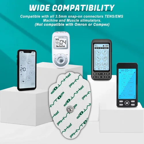 Vista 6 de TENS Pads EMS Unidad Electrodo a presión 20 Pcs con Super Gel