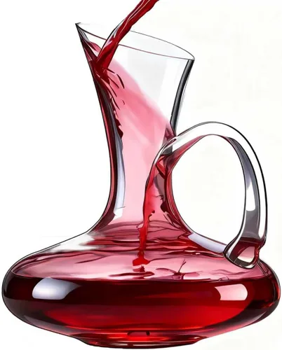 Decantador de vino tinto con aireador, juego de decantadores de vino de 26 onzas, vasos soplados a mano sin plomo Decantador de vino con asa