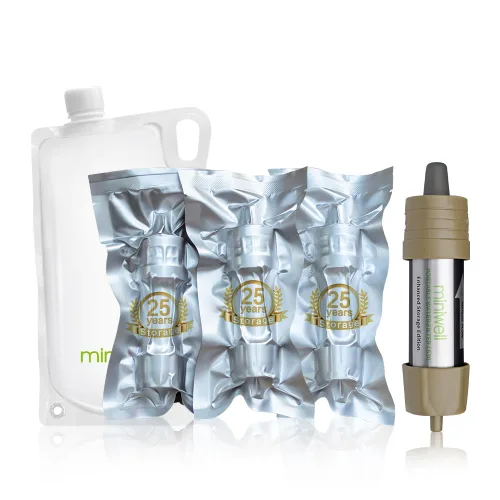Miniwell Filtro de agua portátil L630 con embalaje al vacío mejorado, almacenamiento de 25 años, opciones de uso versátiles y duraderas, paquete de