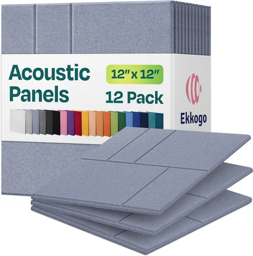Vista 35 de Paquete de 12 paneles acústicos con aislamiento de sonido para paredes 12 x 12 x 0.4 pulgadas Paneles decorativos para amortiguación de sonido