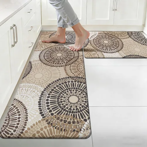 Vista 16 de HEBE Juego de tapetes antifatiga para cocina, 2 piezas, antideslizantes, para piso, tapetes de cocina acolchados, impermeables, cómodos