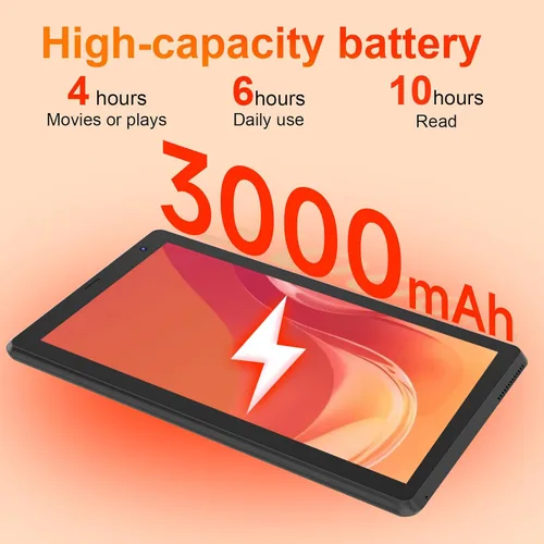 Vista 6 de BYANDBY Tablet 7 pulgadas Android 15.0 Tablet, 8GB+32GB ROM (1TB Expand), Quad-Core, WiFi, GMS, Cámara dual, Educativo, Juegos (negro)
