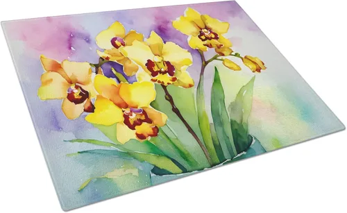 Vista 55 de Caroline's Treasures DAC1545LCB Anémonas en acuarela Tabla de cortar de vidrio grande decorativa de vidrio templado tabla de cortar y servir tabla