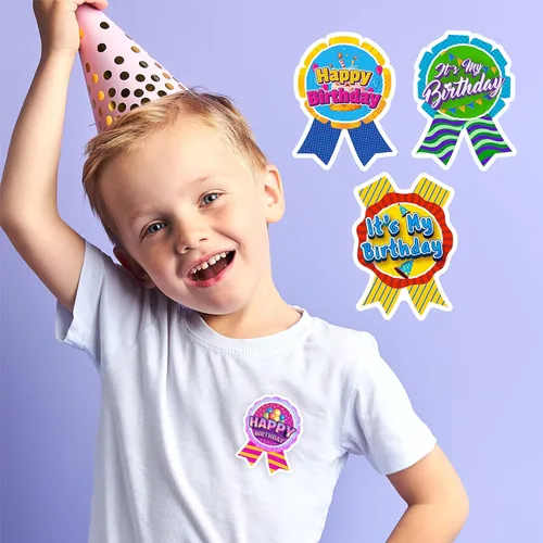 Vista 3 de easykart labels 320 calcomanías de feliz cumpleaños con texto en inglés "It's My Birthday" para niños, decoración de fiesta de cumpleaños