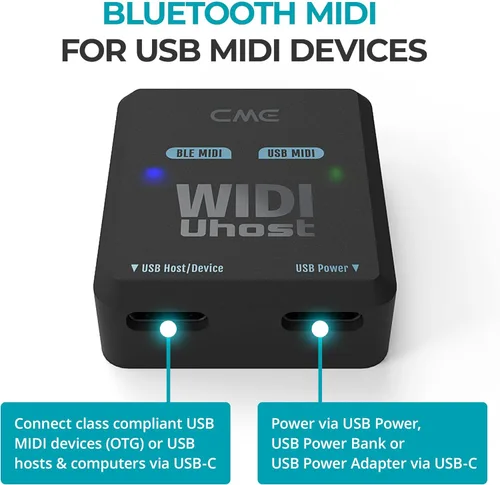 Vista 3 de CME WIDI Uhost + cable USB micro-B OTG - Interfaz MIDI USB Bluetooth + host USB