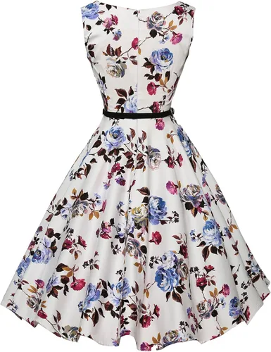 Vista 2 de GRACE KARIN - Vestido vintage sin mangas con escote barco y cinturón para tardes de té
