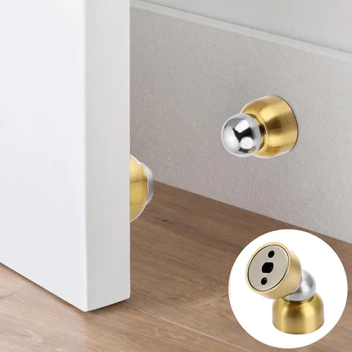 Vista 2 de Sumnacon 2 mini topes de puerta de acero inoxidable, potente tope magnético de puerta con tornillos, soporte de puerta resistente para dormitorio