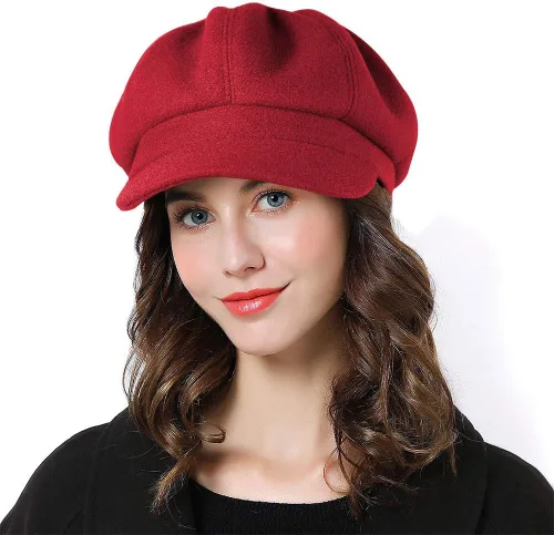 Sumolux Boina de las mujeres Newsboy Sombrero de lana francesa Gorra clásica Otoño Primavera Invierno