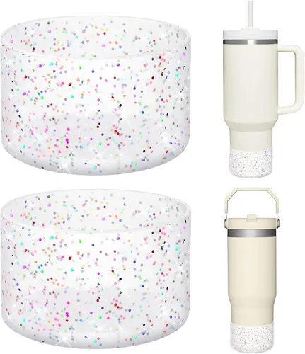 Vista 15 de WUQID Paquete de 2 fundas de silicona brillantes compatibles con Stanley Quencher Adventure de 40 onzas y Stanley IceFlow de 20 onzas y 30 onzas