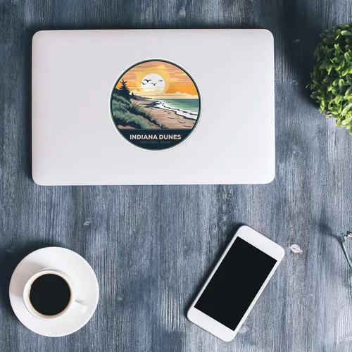 Vista 3 de Indiana Dunes National Park - Calcomanía de vinilo impermeable para parachoques de automóvil, laptop, botella de agua, pared y ventana, tamaño - 3