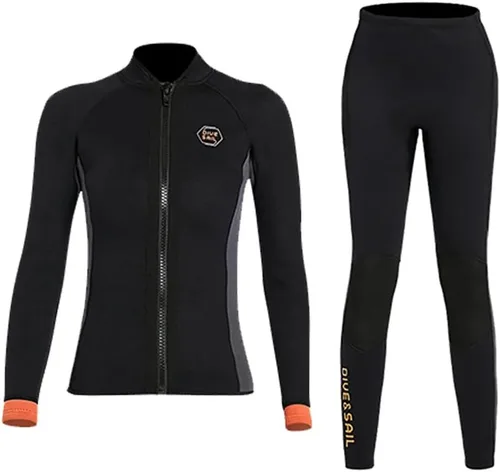 Traje de neopreno de dos piezas de 0.118 pulgadas, traje de buceo superior e inferior para hombres y mujeres, esnórquel, buceo, mantiene el calor,