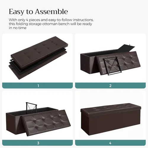 Vista 9 de SONGMICS MAZIE Collection - 43 Inches Storage Ottoman Bench with Flipping Lid, Storage Chest with Iron Frame Support, Load 660 lb, for Living Room