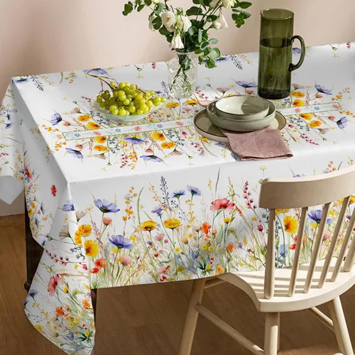 Vista 2 de Mantel cuadrado de primavera de 52 x 52 pulgadas, mantel floral para mesas cuadradas, decoraciones de primavera para el hogar, mantel de primavera