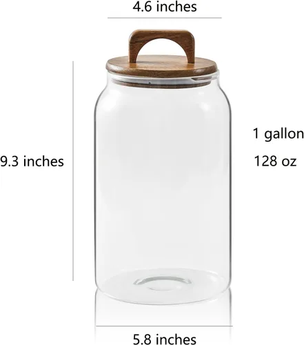 Vista 2 de Sweejar Tarros grandes de cristal para dulces con tapas de madera, tarro de vidrio de 1 galón con tapa, contenedores de almacenamiento