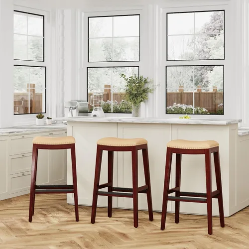 Vista 43 de DTY Indoor Living Durango - Taburete de silla de montar de 24 pulgadas, altura de mostrador, gris desgastado, cuero negro Cuero gris desgastado/negro