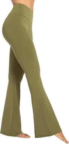 Vista 4 de Sunzel Womens Flare Leggings with Tummy Control Crossover Waist and Wide Leg