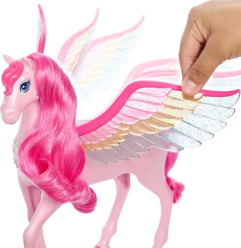 Vista 4 de Barbie Mattel Fairytale A Touch of Magic Pink Pegasus with Puppy