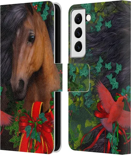 Vista 258 de Head Case Designs Officially Licensed Laurie Prindle A Morgan Christmas Western Stallion Leather Wallet Case Compatible with Samsung Galaxy A07 4G